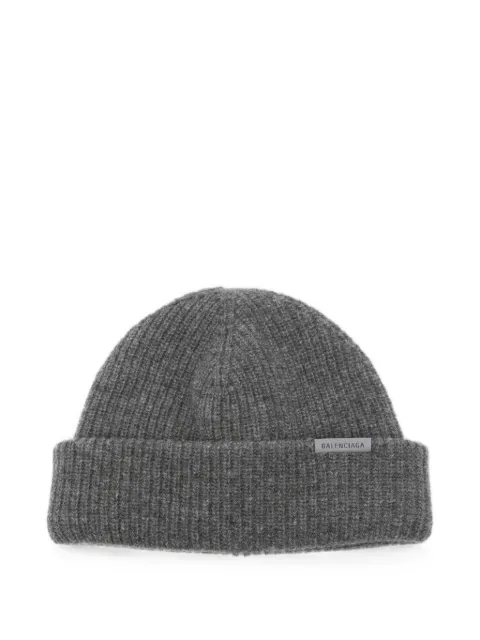 Balenciaga logo-patch beanie hat Grey A001NH4G6B0