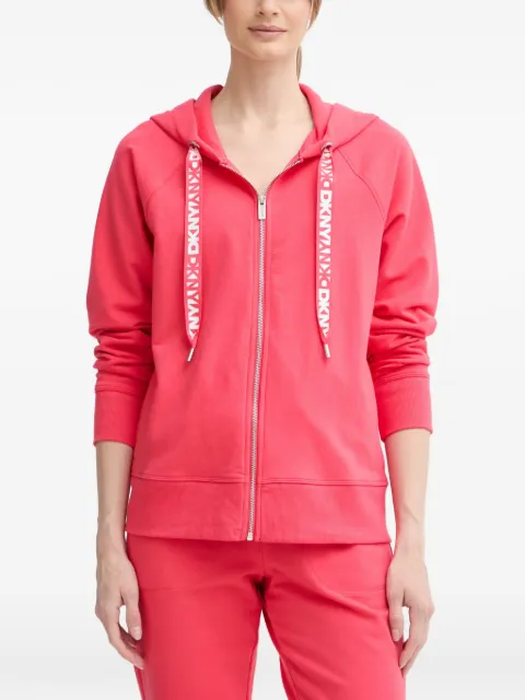 DKNY logo-print drawstring zip-up hoodie Pink DP6J9510