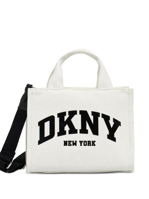DKNY small logo-print canvas tote bag White R41AOC80