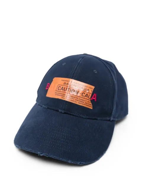 Balenciaga distressed logo-patch baseball cap Blue A001UK410B2