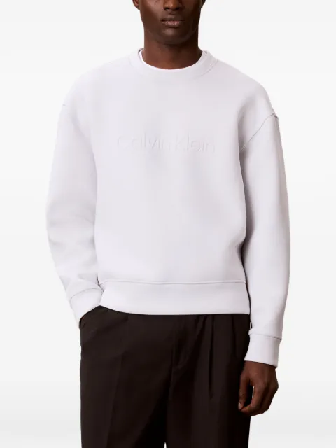 Calvin Klein logo-embossed dropped-shoulder sweatshirt White LV04RF276GPSX