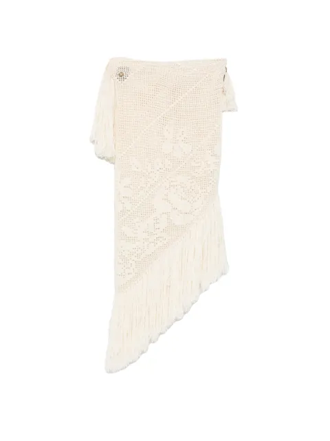 Chiara Is fringe-trimmed open-knit cape Neutrals SPEO001WP
