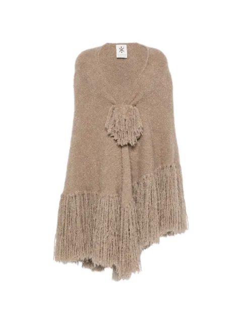 Chiara Is fringed-hem cape Neutrals SMAN004WS