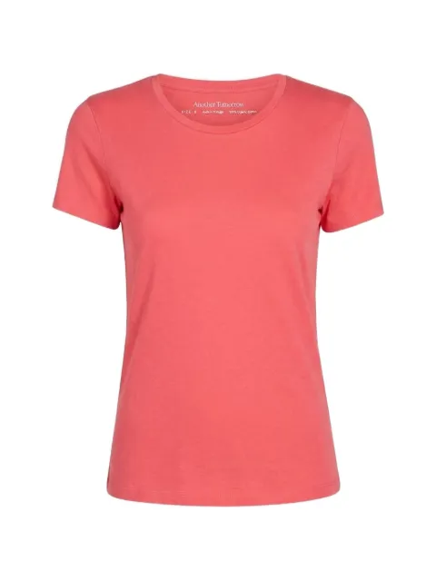 Another Tomorrow fitted cotton T-shirt Pink A019CT004CORHB