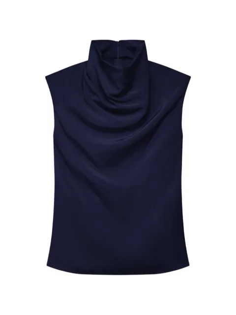 Another Tomorrow cowl-neck draped top Blue A325BL121SEIDG