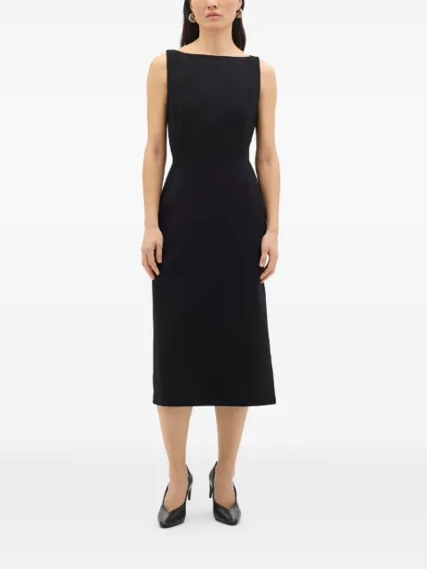 Another Tomorrow Doppio boat-neck midi dress Black A321DR002WVBLK