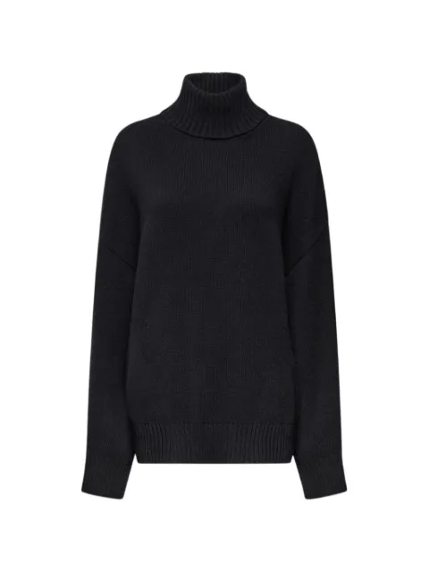 Another Tomorrow ribbed-trim turtleneck sweater Black A324KT122WSBLK