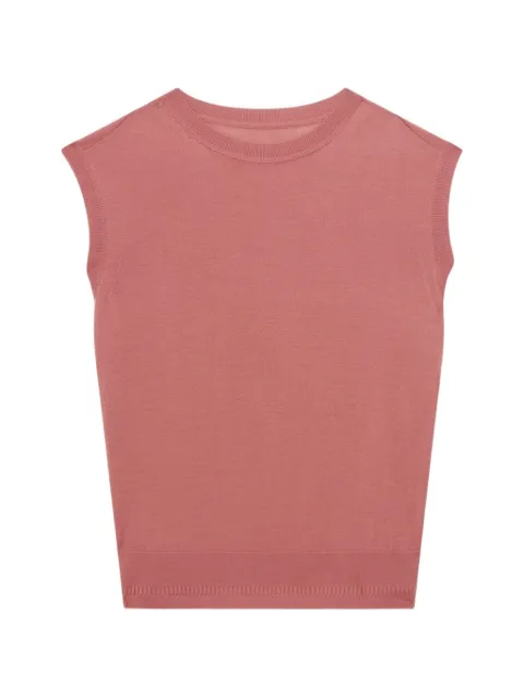 Another Tomorrow featherweight sleeveless top Pink A424KT146WVETH