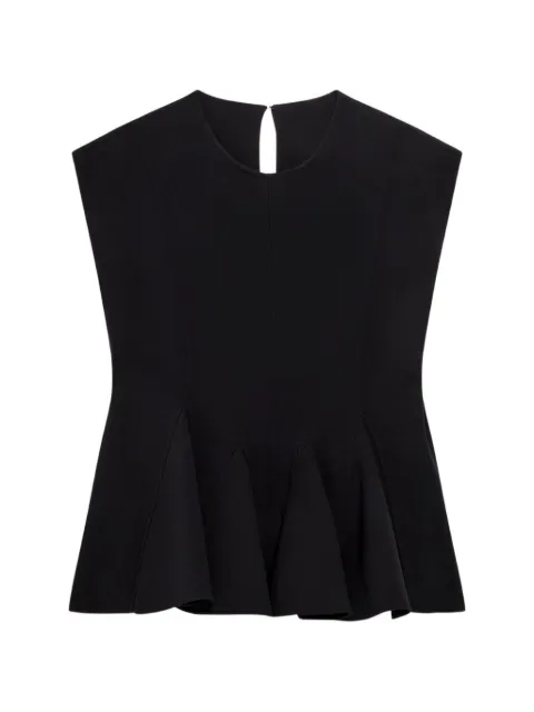Another Tomorrow double-face godet top Black A425BL124WVBLK
