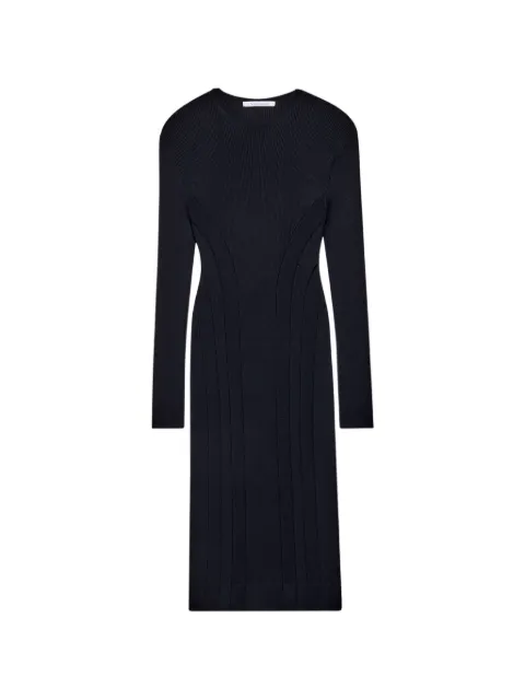 Another Tomorrow curved-seam midi dress Black A425KT159WVBLK
