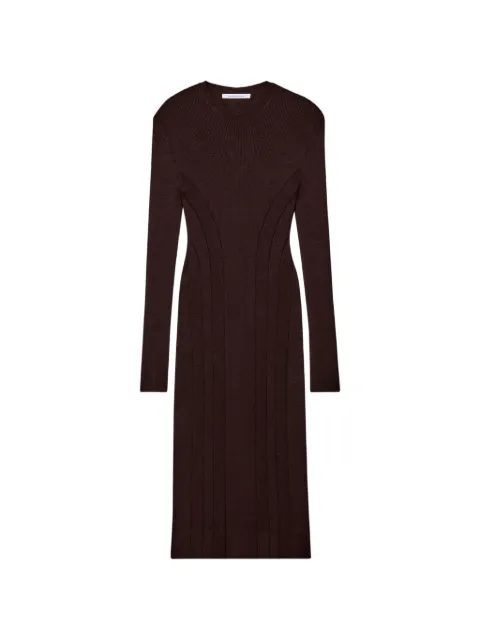 Another Tomorrow rib-knit curved-seam dress Brown A425KT159WVCHO