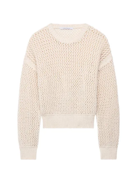 Another Tomorrow open-knit crew-neck sweater Neutrals A126KT162COECU