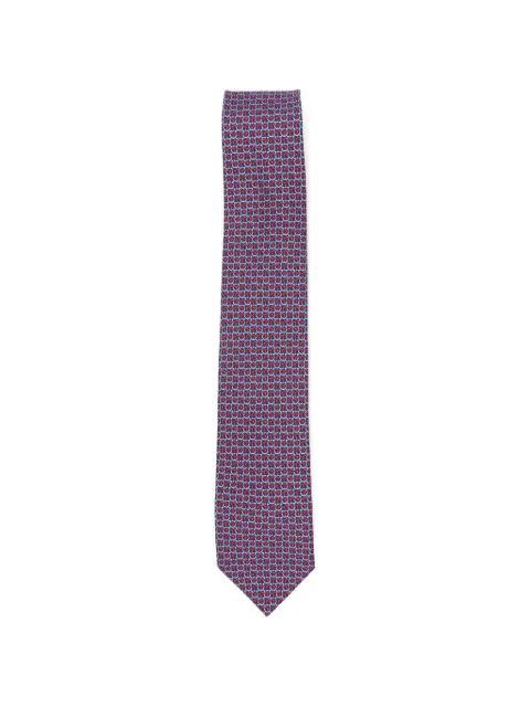 Ferragamo Gancini links print silk tie Blue 794542