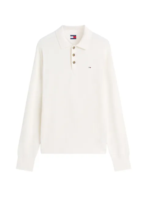 Tommy Hilfiger logo-patch long-sleeve polo shirt Neutrals DM0DM20304