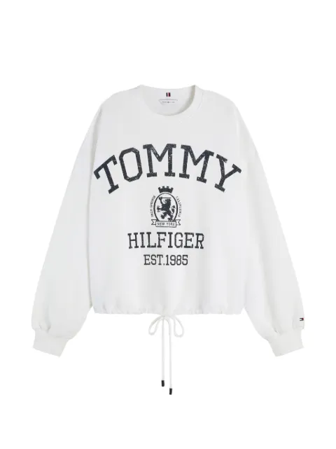 Tommy Hilfiger Crest logo-print drawstring-hem sweater White WW0WW50941