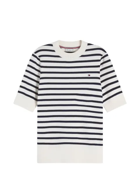 Tommy Hilfiger horizontal-stripe short-sleeve sweater White WW0WW49705