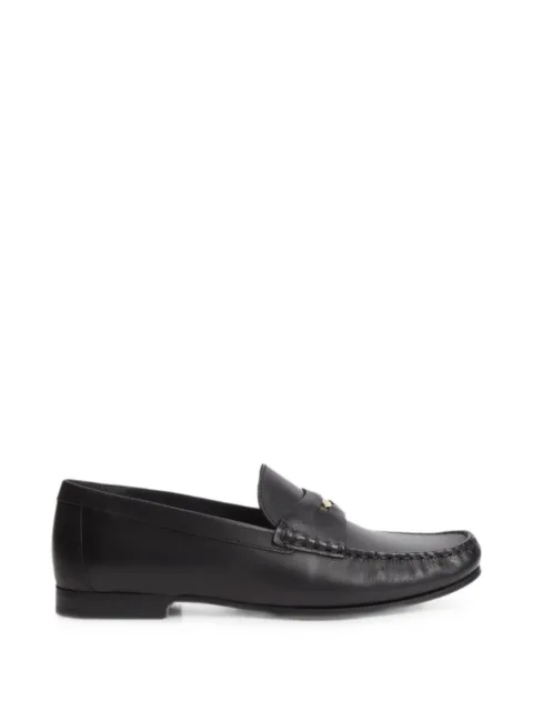 Tommy Hilfiger TH Monogram logo-plaque leather penny loafers Black FW0FW09499