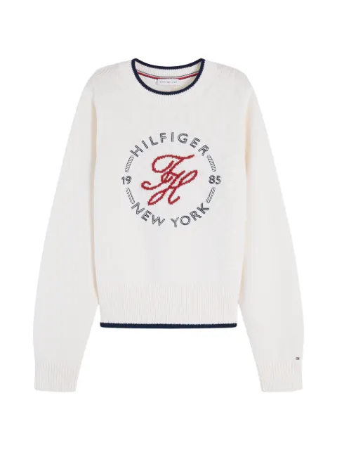 Tommy Hilfiger logo-embroidered crew-neck sweater White WW0WW51007