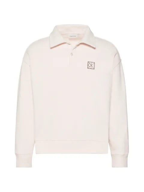 Calvin Klein logo-patch polo-collar sweater Neutrals LV14LE202GYAC