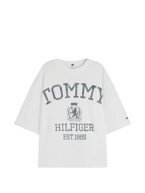 Tommy Hilfiger Crest logo-print drop-shoulder T-shirt White WW0WW50940