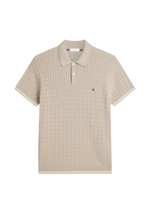 Tommy Hilfiger cable-knit short-sleeve polo shirt Neutrals MW0MW40701