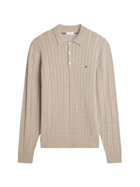 Tommy Hilfiger cable-knit polo sweater Neutrals MW0MW41955