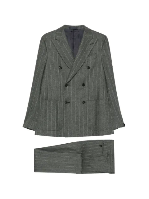 Caruso Aida pinstripe double-breasted wool suit Grey S918AZASM1JD614F