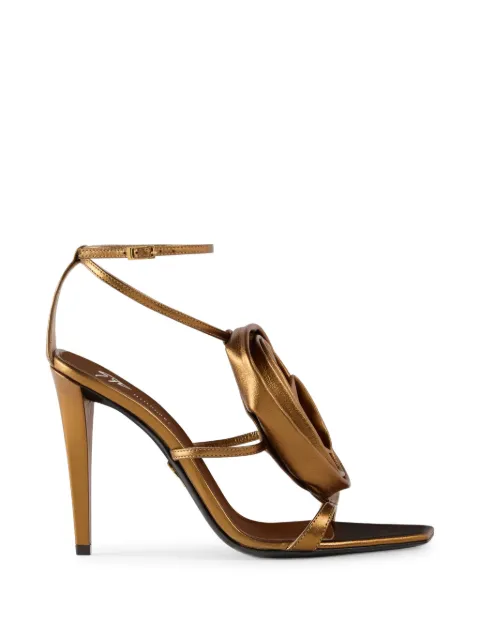 Giuseppe Zanotti Curded Flowers sandal 105 Brown I600012001
