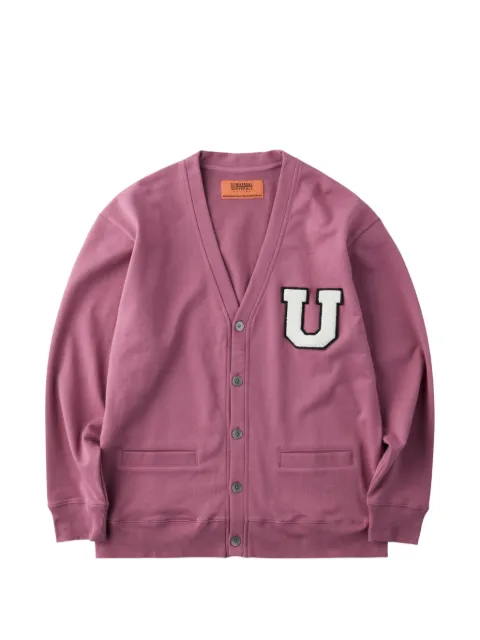 UNIVERSAL OVERALL logo-patch V-neck cardigan Purple U2613270