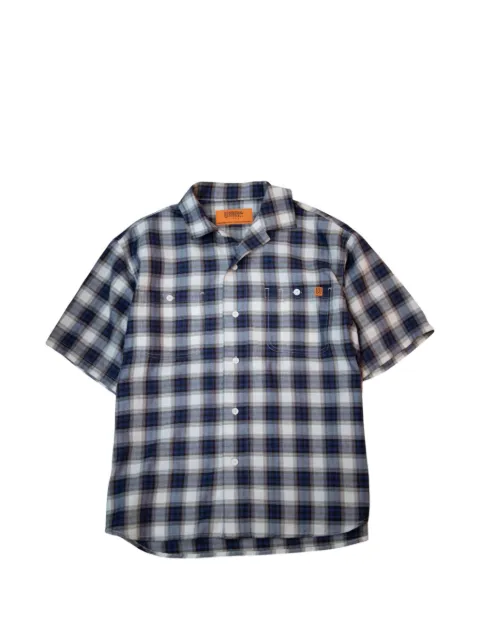 UNIVERSAL OVERALL ombre-check open-collar shirt Blue U2613101