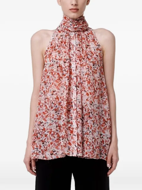 Another Tomorrow scarf-detail shirt Pink A123BL036SESDM