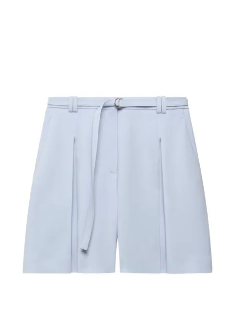 Another Tomorrow pleated belted shorts Blue A124PT038VIFBL