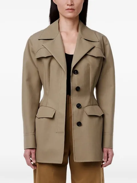 Another Tomorrow button-front jacket Green A223JK010COOBK