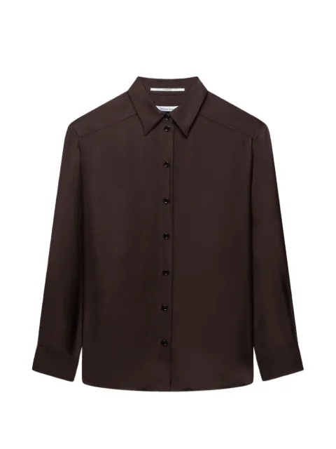 Another Tomorrow pleat-back silk shirt Brown A425BL101