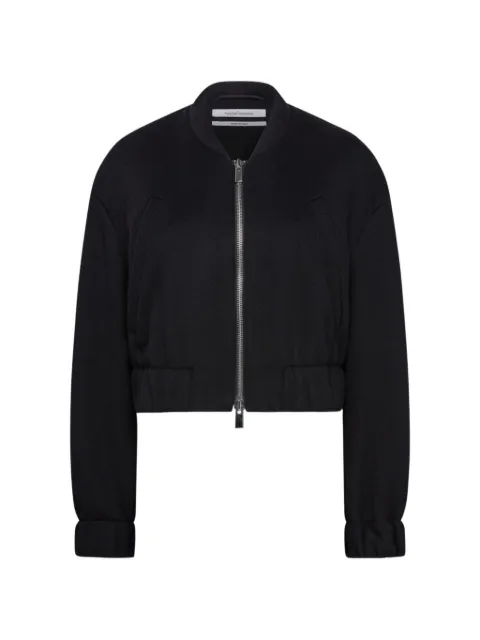 Another Tomorrow cropped wool bomber jacket Black A225JK050WVBLK
