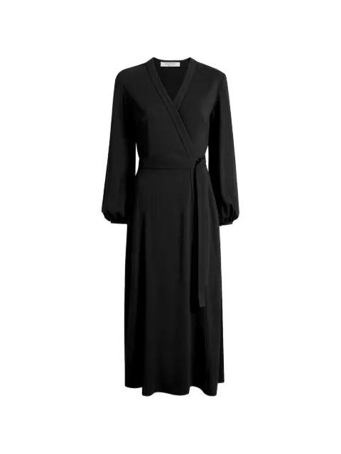 Another Tomorrow wrap-detail midi dress Black A323DR047VIBLK