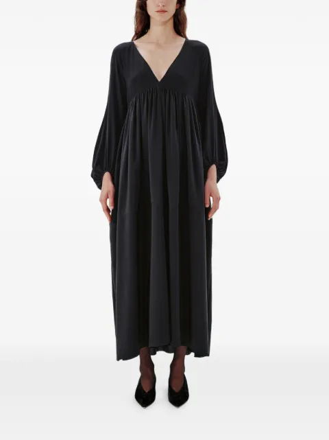 Another Tomorrow empire-waist bishop-sleeve maxi dress Black A323DR050SIBLK