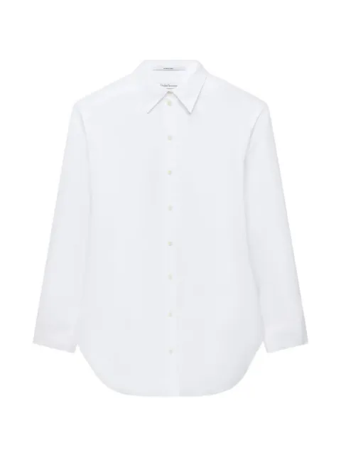 Another Tomorrow pleat-back poplin shirt White A225BL108COWHT