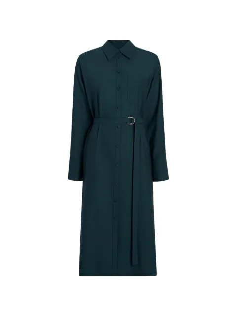 Another Tomorrow midi belted merino wool shirt dress Green A422DR029WVJUP