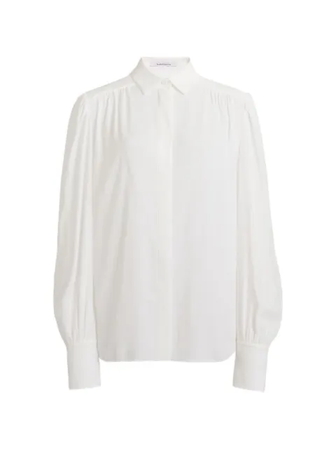 Another Tomorrow gathered blouse White A020BL001VIWHT