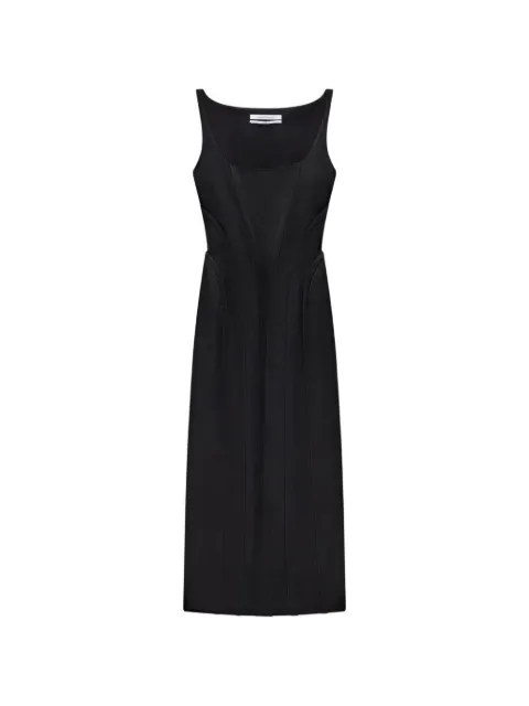 Another Tomorrow contour-seamed topstitched dress Black A325DR126ACBLK