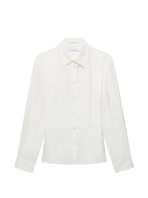 Another Tomorrow Fitted darted silk blouse White A325BL114SEOFW