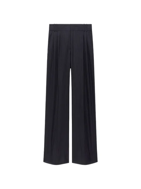 Another Tomorrow pinstripe pleated trousers Blue A324PT050WVNVC
