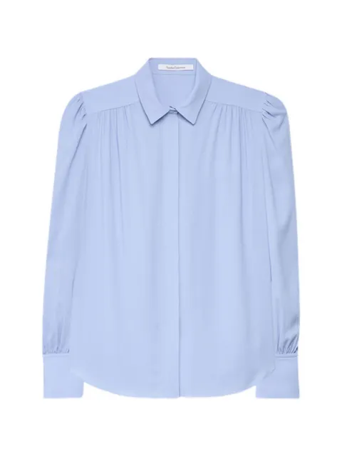 Another Tomorrow gathered blouse Blue A020BL001VIOXF