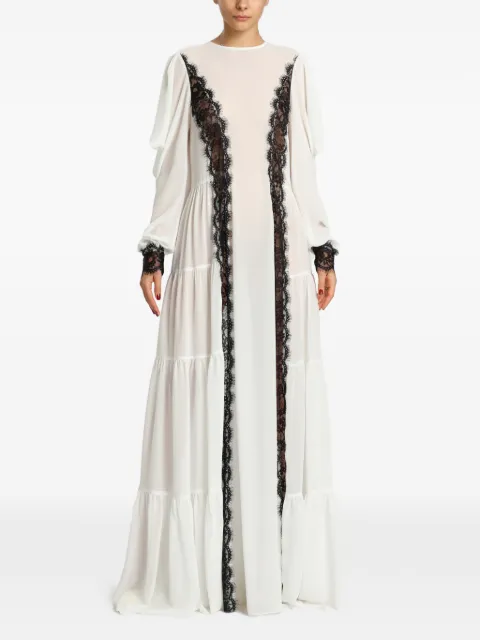 MIAU by Clara Rotescu Maren lace-trimmed tiered gown White MAREN