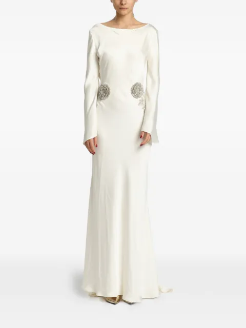 MIAU by Clara Rotescu Milos bead-embellished gown Neutrals MILOS