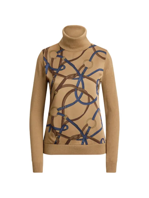 Lauren Ralph Lauren belt-print roll-neck sweater Brown 200B27532