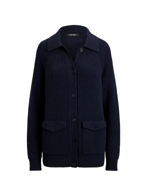 Lauren Ralph Lauren ribbed-knit flap-pocket cardigan Blue 200B28817
