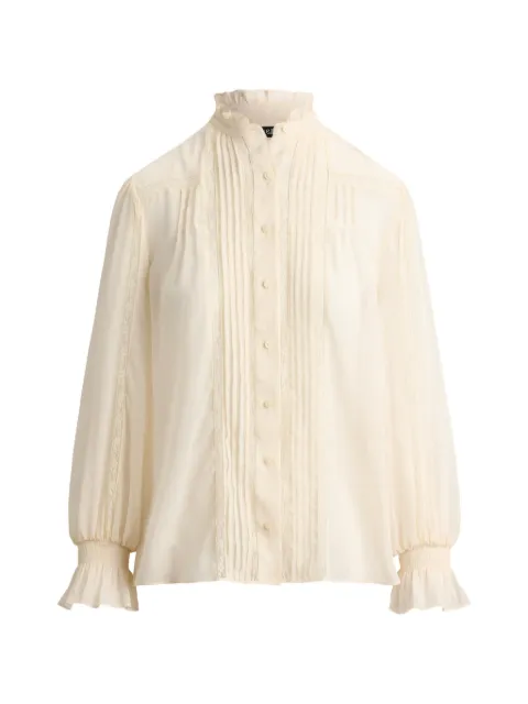 Lauren Ralph Lauren lace-trim pintucked blouse Neutrals 200P13729
