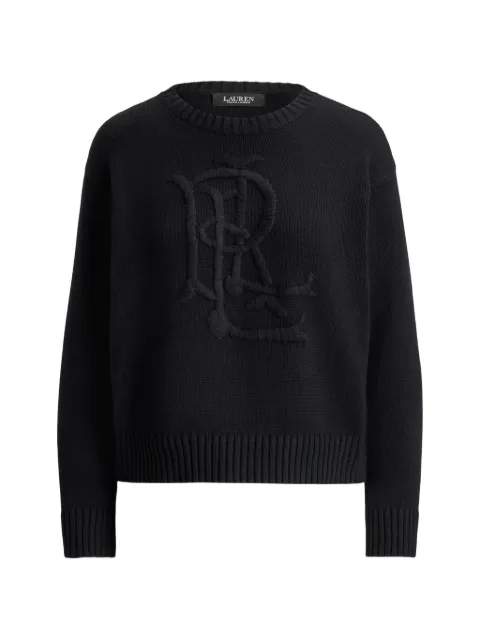 Lauren Ralph Lauren embroidered-logo cotton sweater Black 200979653